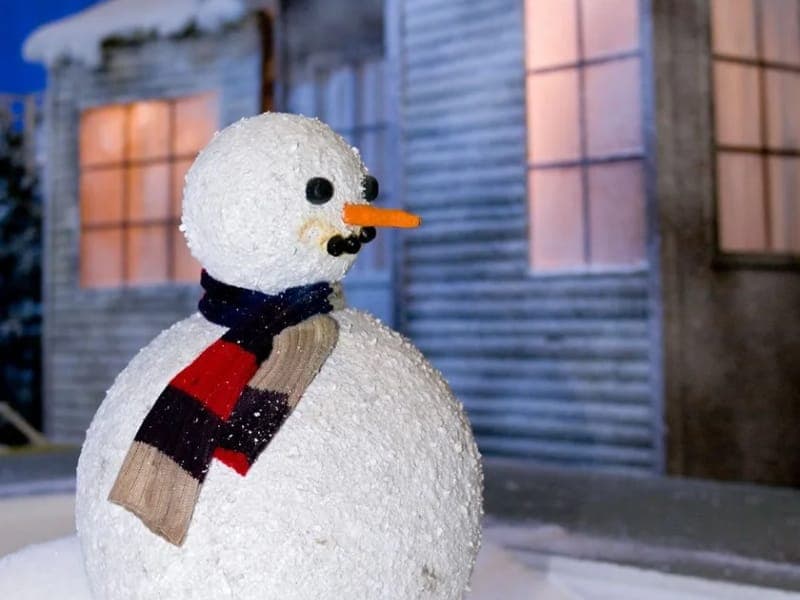 Snowman Cottage Scene